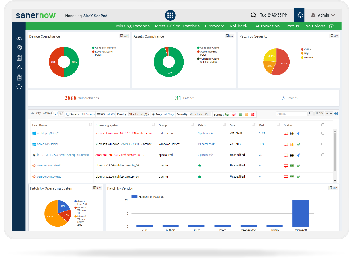 SanerNow Software - SecPod's SanerNow Automated Patch Management Software supports all OSs and 550+ 3rd Party Apps (most in the industry)