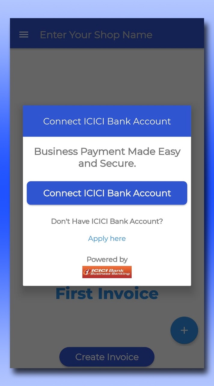 EZOTO bank account connection screenshot