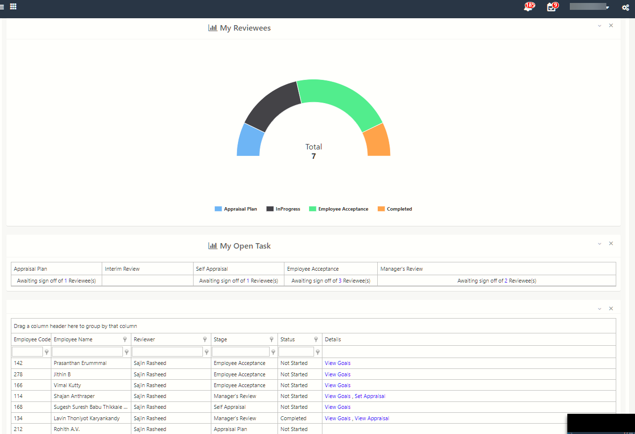 HR WORKS screenshot: HR WORKS reviewees