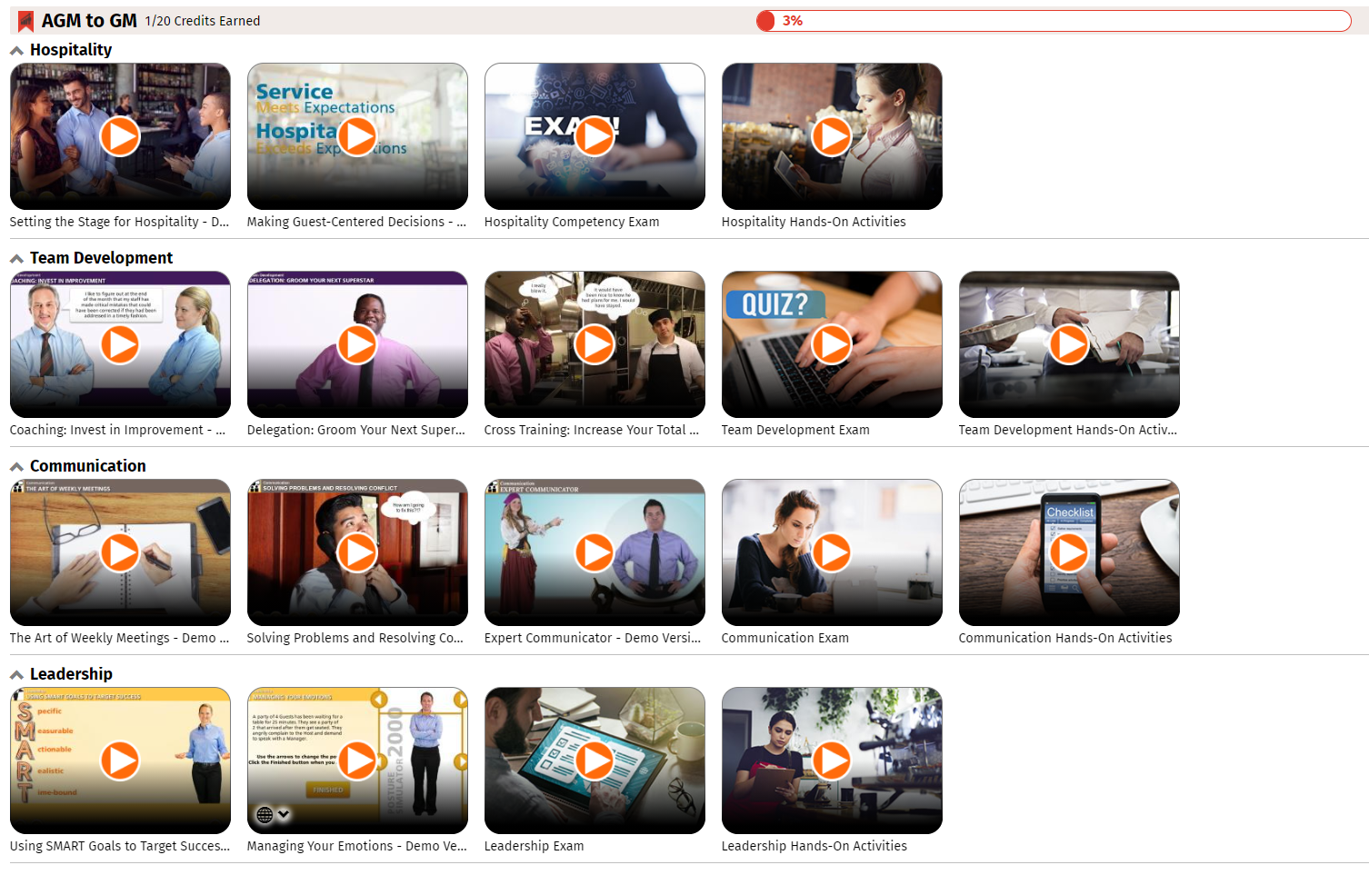 DiscoverLink Talent LMS Software - Thumbnails of Content Items