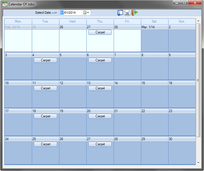 One of the 10 calendars available in Scheduling Manager Gemini
