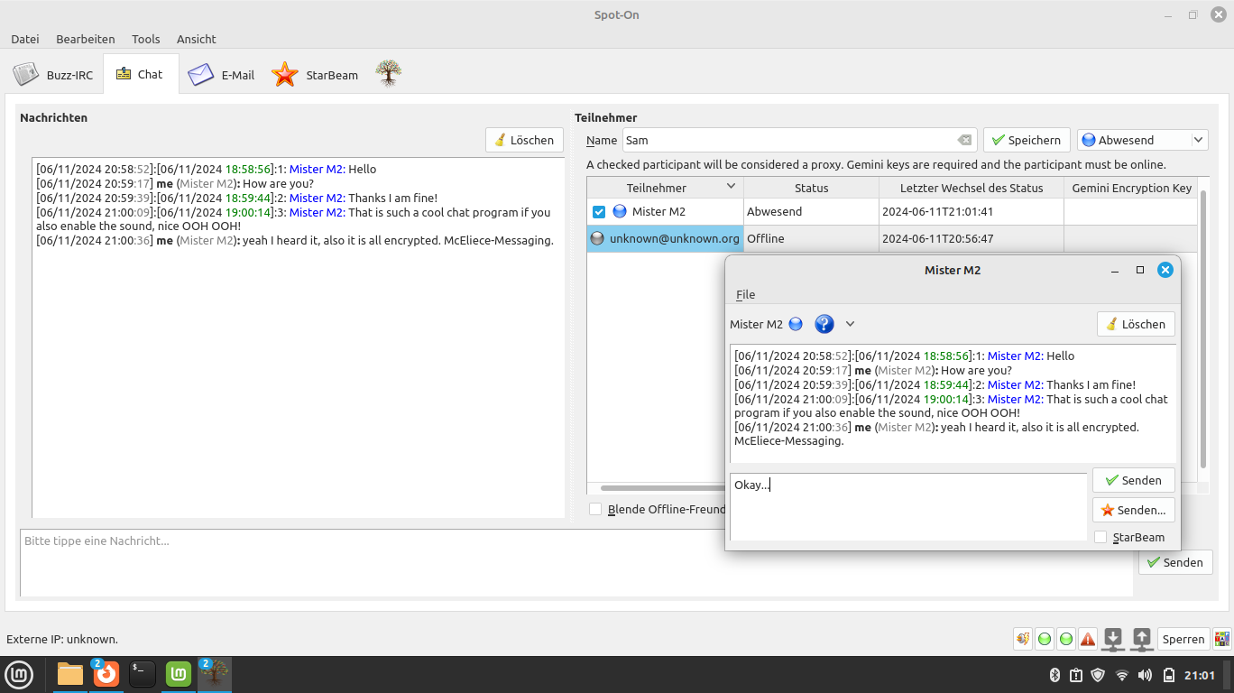 Spot-On screenshot: Spot-On Encryption Suite Messenger - chat window