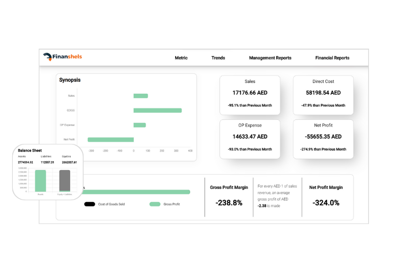 Finanshels.com screenshot: Dashboard