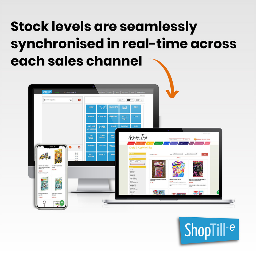 Stock is adjusted in real-time everywhere, each time a sale is made.