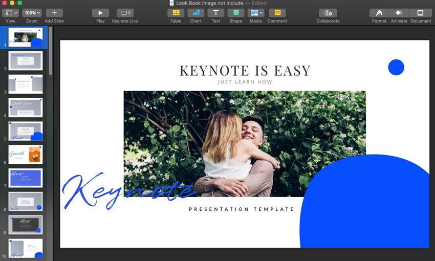 Keynote editing slides
