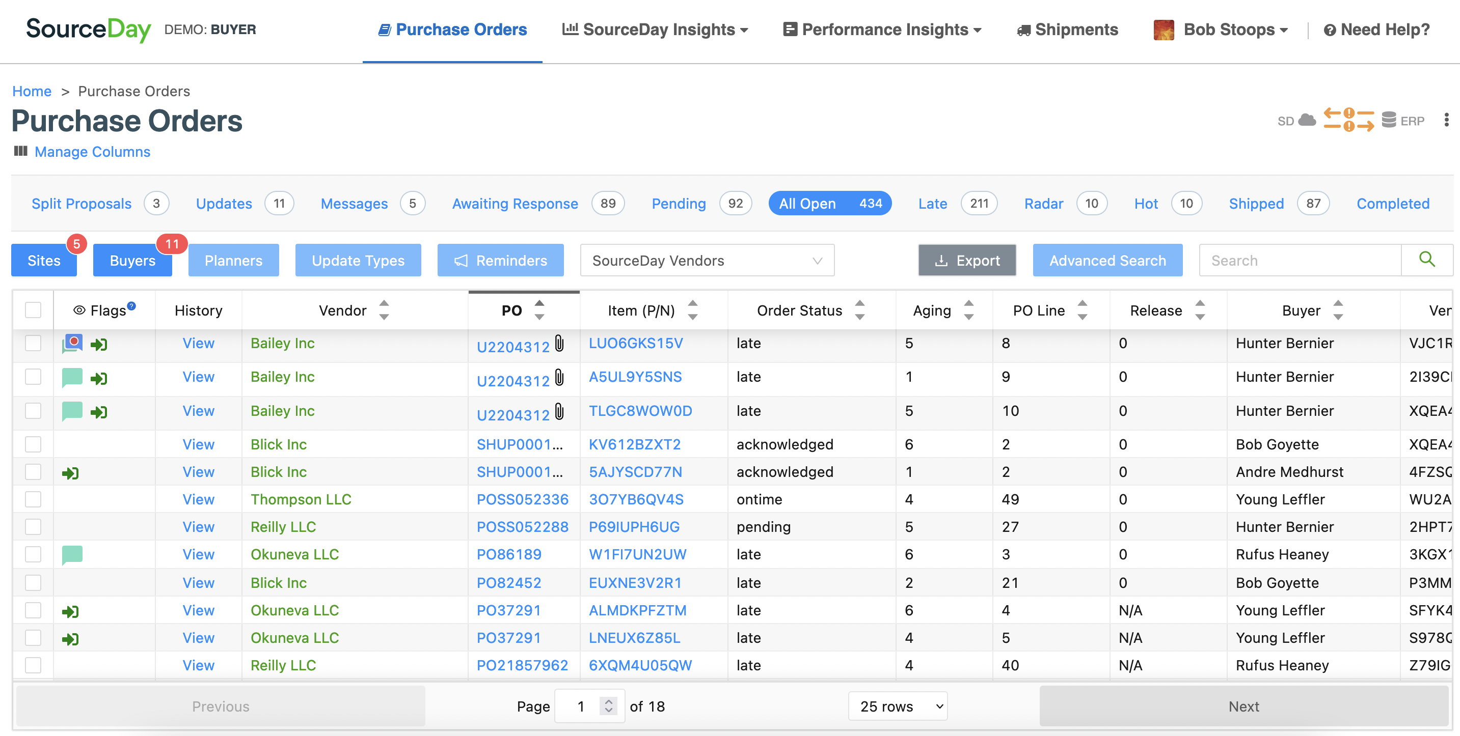 Purchase Order Visibility dashboard view. ourceDay helps you get real-time information on your POs. With SourceDay, managing your PO data is fast and easy, providing you with quick access to past and current information.