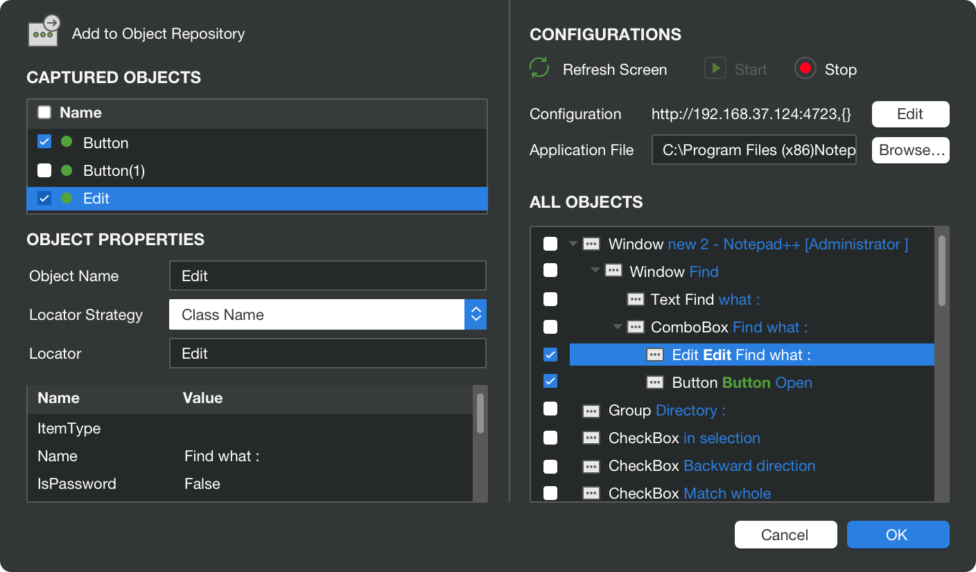 Katalon Studio object repository