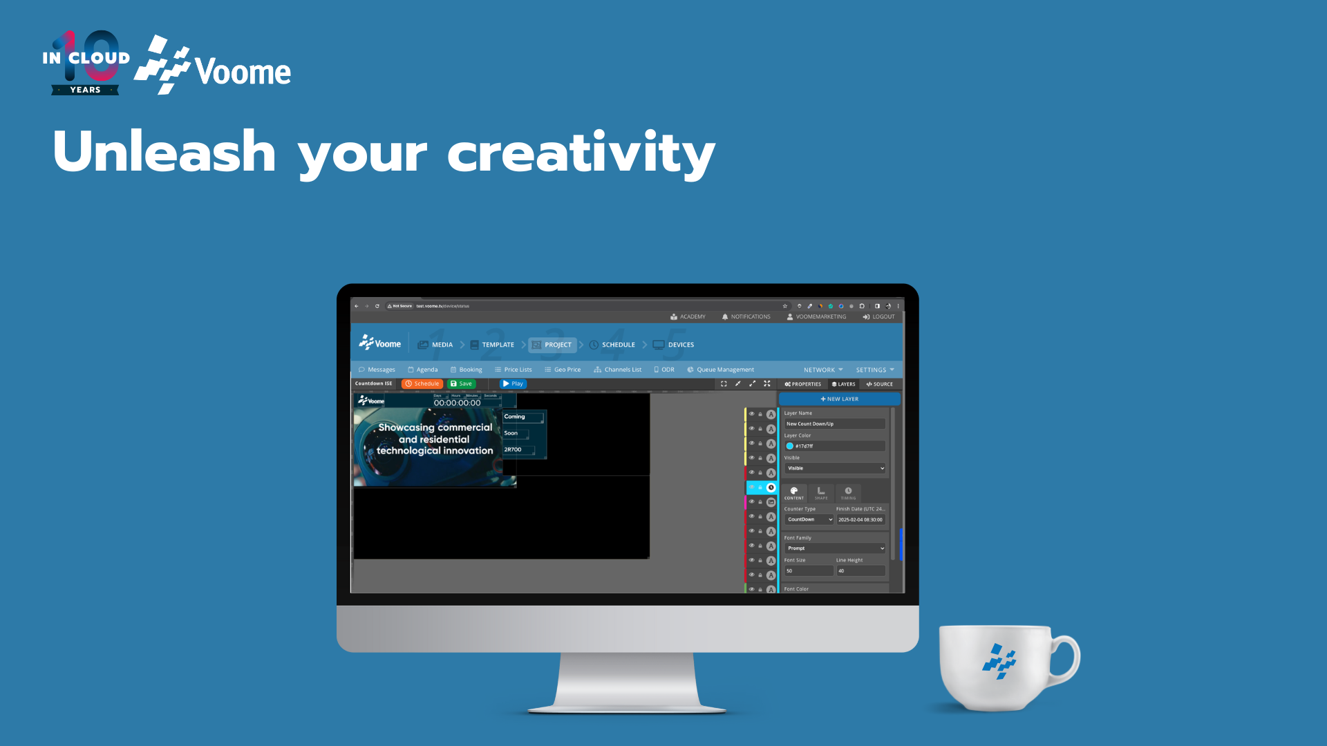 Voome screenshot: Digital Signage CMS - Unleash your creativity.

