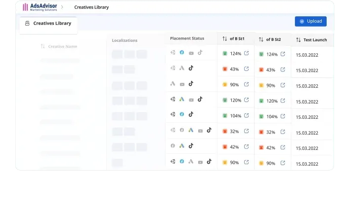 AdsAdvisor screenshot: AdsAdvisor creatives library view
