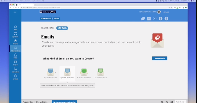 Axis LMS communication forum screenshot