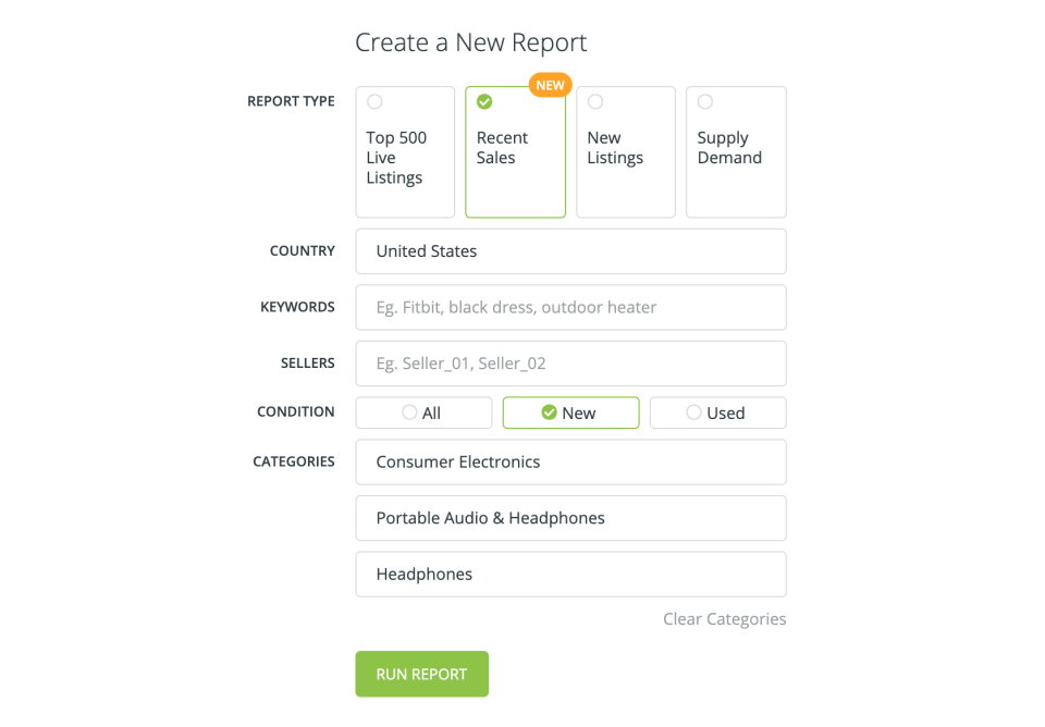 ShelfTrend screenshot: ShelfTrend report creation
