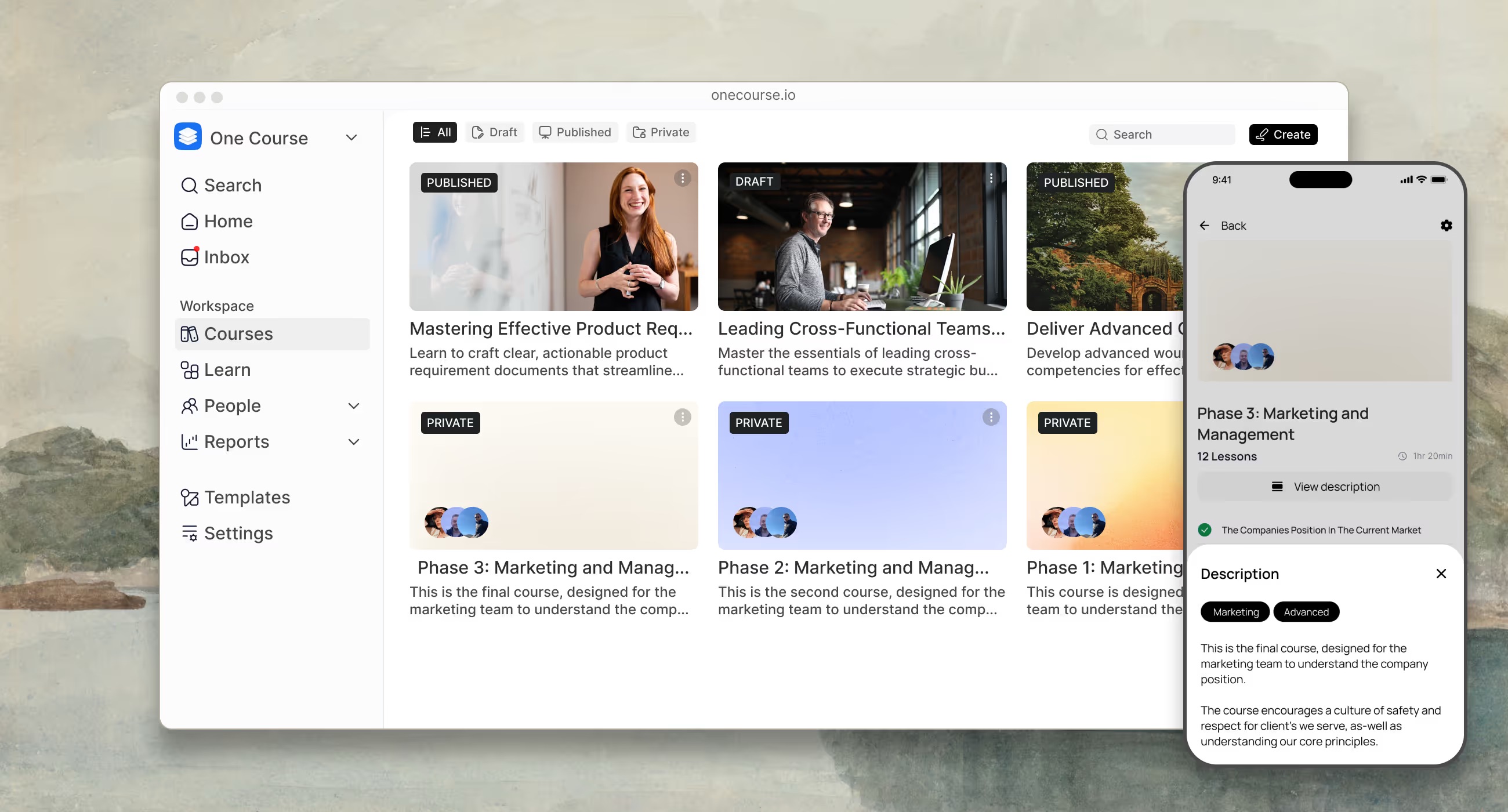One Course screenshot: One Course
course builder