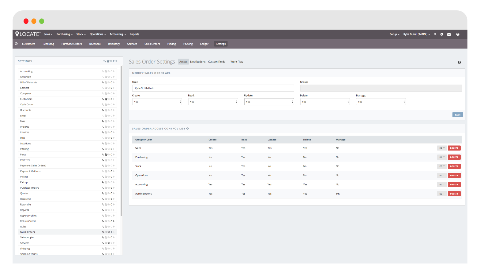 Access Control Lists allow granular control over users actions and object visibility
