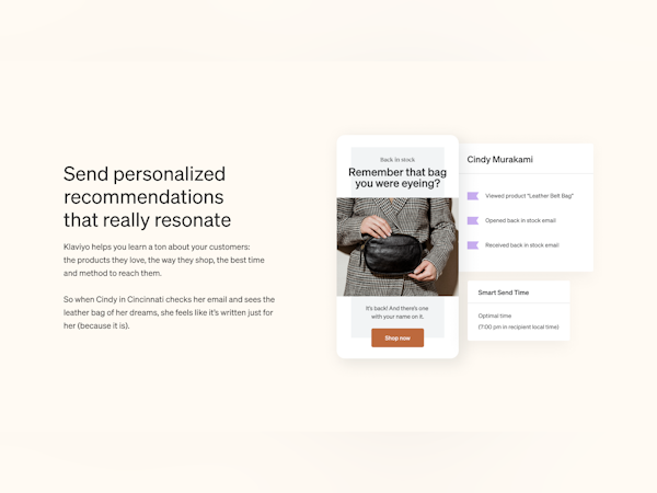 Klaviyo Software - Send personalized recommendations  that really resonate