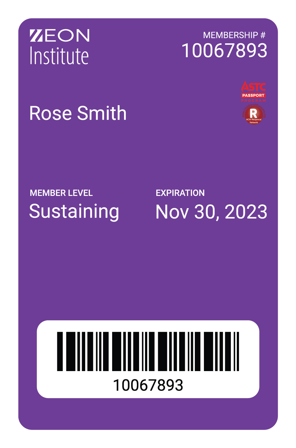 eMembership screenshot: Digital Membership Wallet Card with Reciprocal Logo, Controlled and customized level-wise