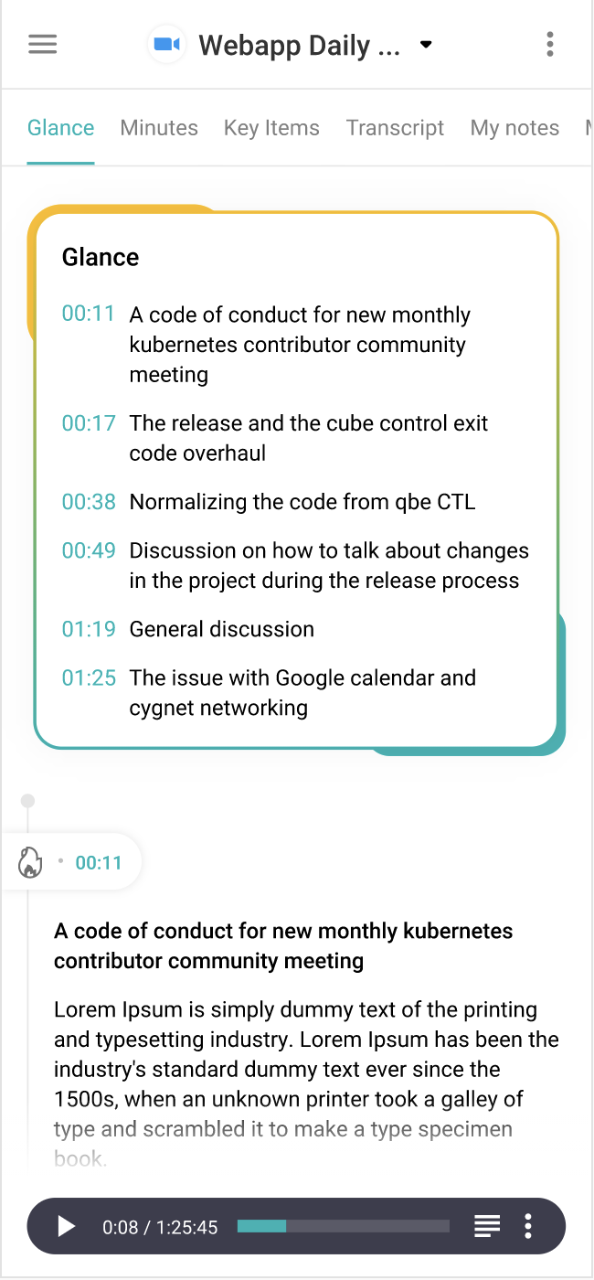 Sembly mobile app meeting summary