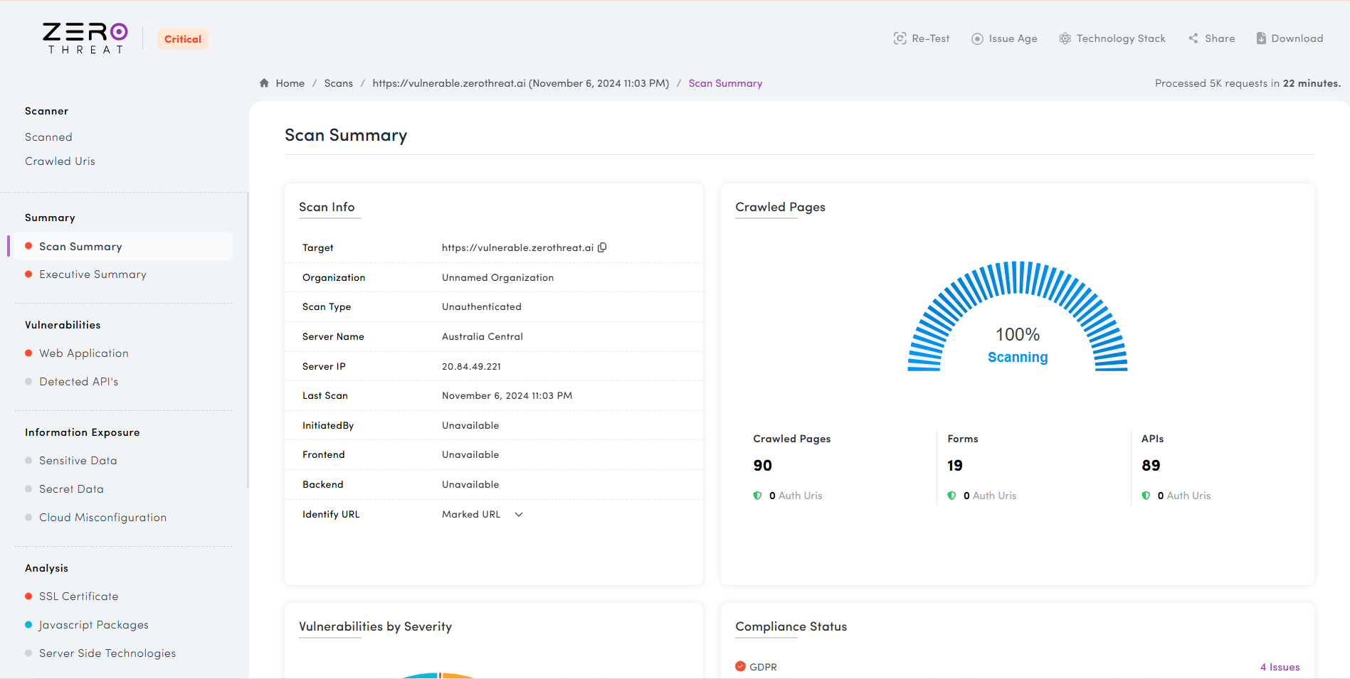 ZeroThreat screenshot: ZeroThreat scan summary
