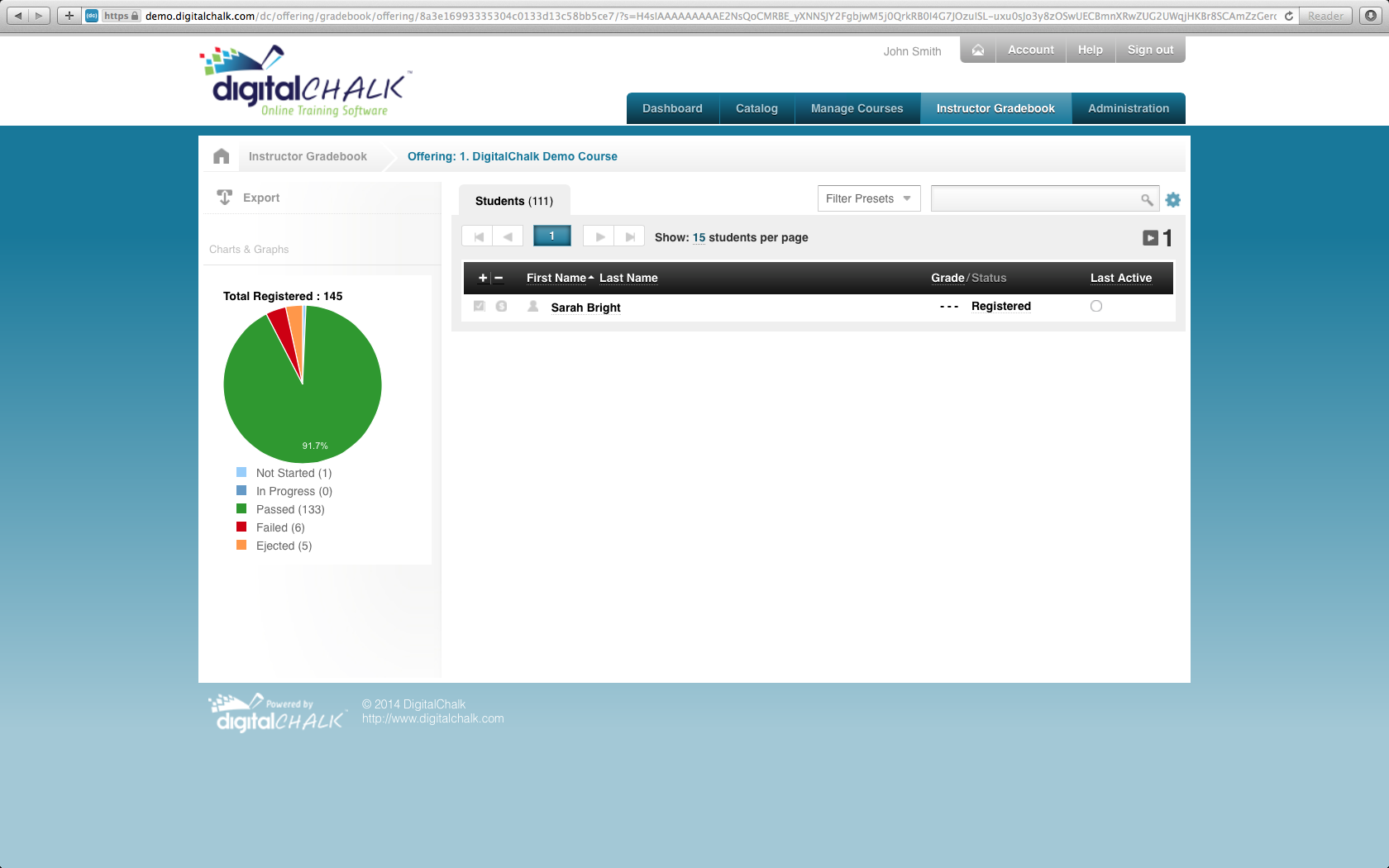 DigitalChalk Software - User Interface to DigitalChalk LMS Instructor Gradebook