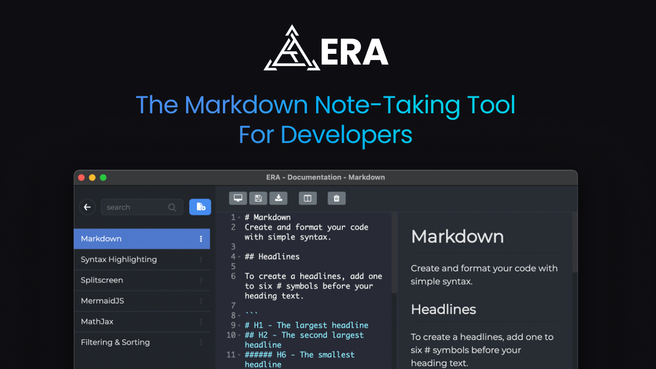 ERA markdown note-taking tool