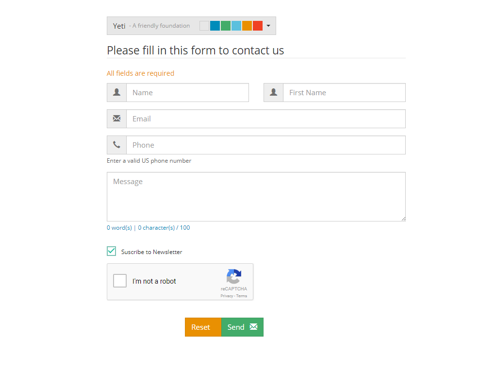 Contact form created with PHP Form Builder