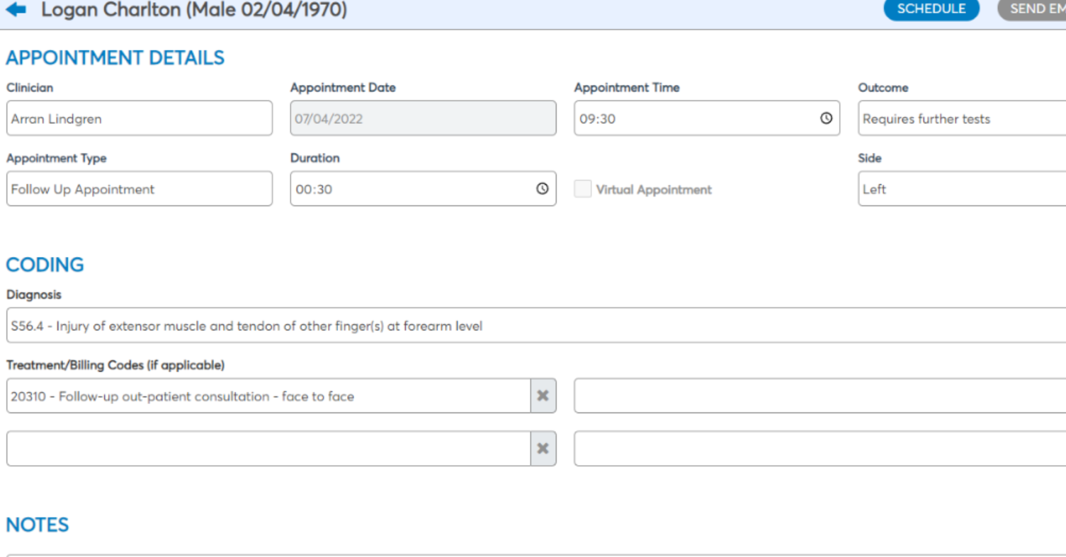 MediOffice screenshot: MediOffice appointment details