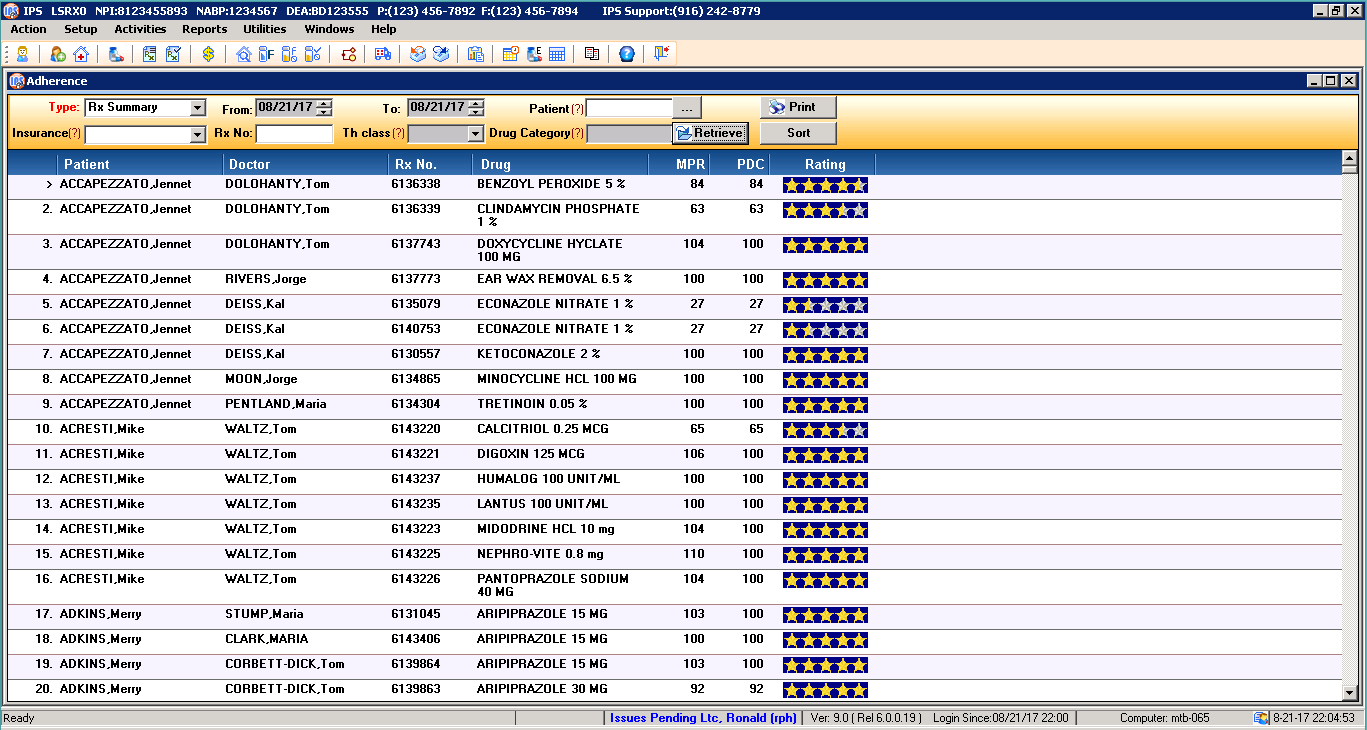 Customer adherence reporting
