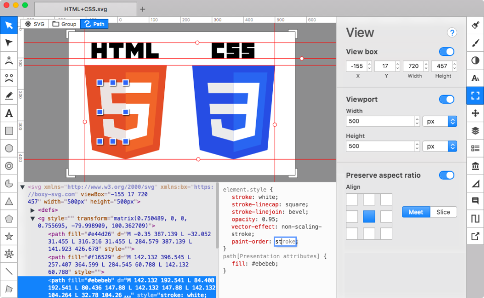 Boxy SVG Software - Boxy SVG HTML editor