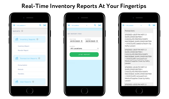 Inventory reports at your fingertips with the ability to print or export as a CSV file.