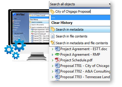 Users can search all file contents and metadata in M-Files