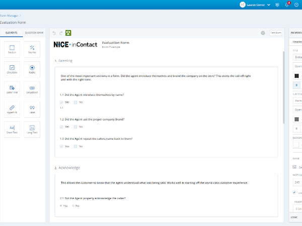 NICE CXone Software - Evaluation Form