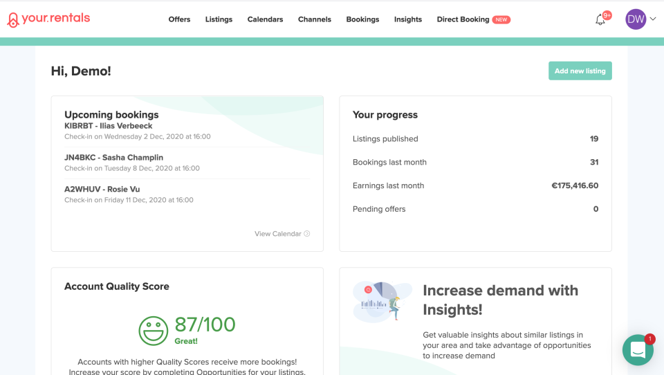 Your.Rentals Software - Dashboard
