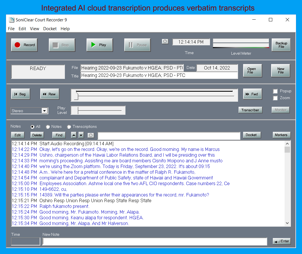 SoniClear Court Recorder Software - 2
