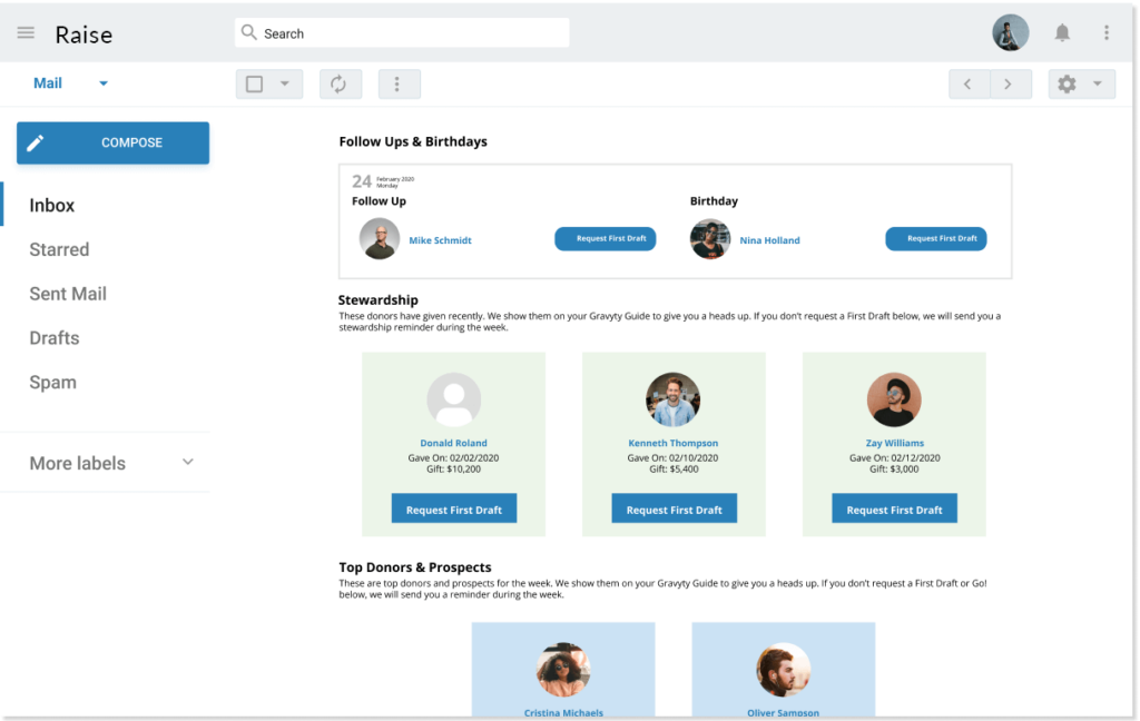 Raise screenshot: Raise dashboard