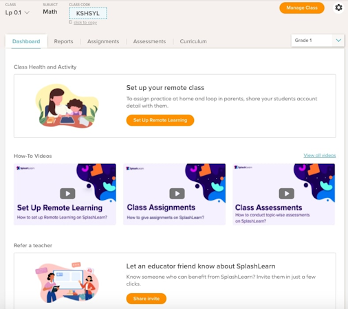 Setting up a classroom-linked parent account on SplashLearn
