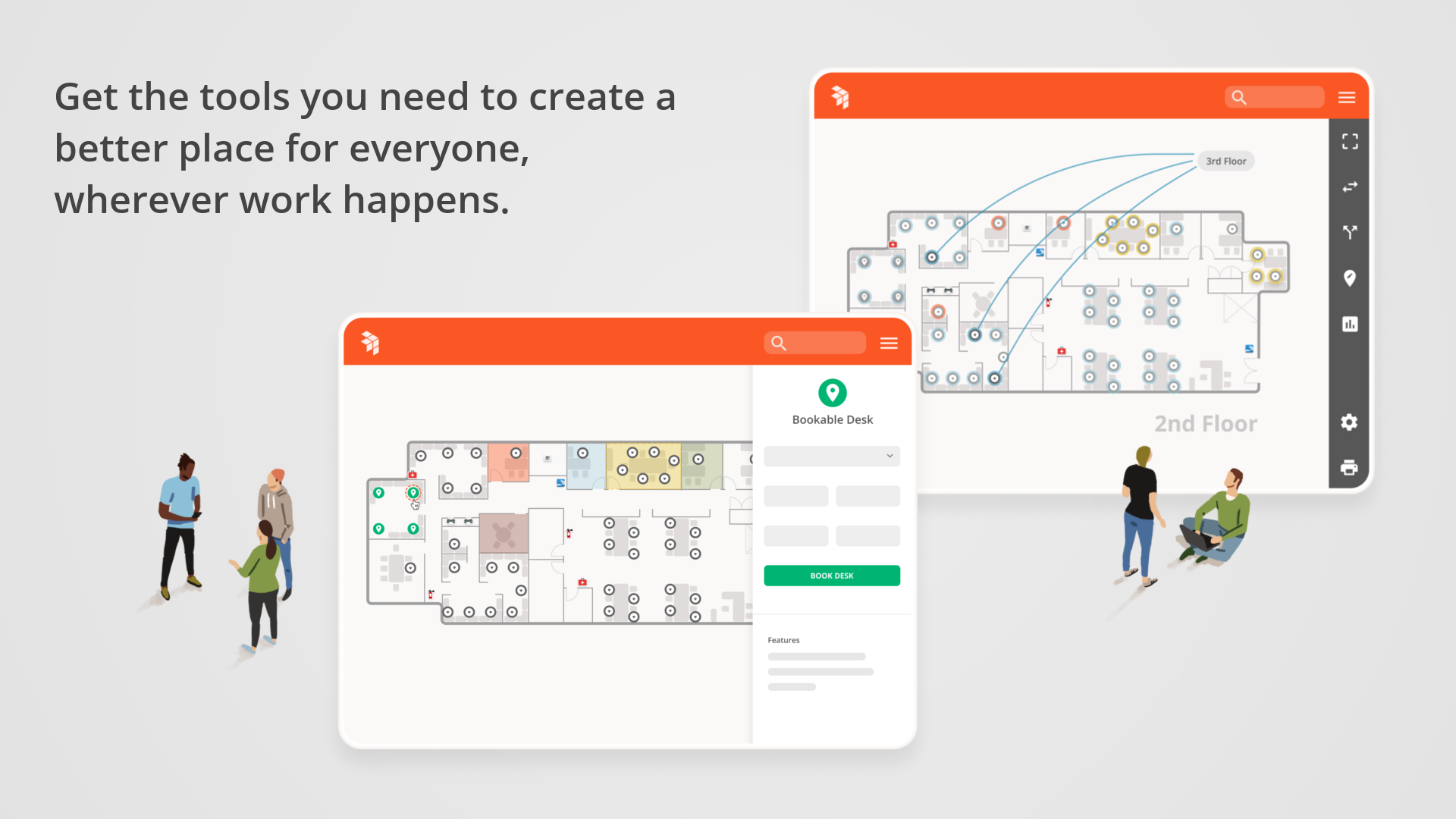 OfficeSpace gives teams easier ways to book desks and rooms, optimize workspaces, check-in visitors, enable connections, and power data-driven decisions with one platform for the Future of Work.