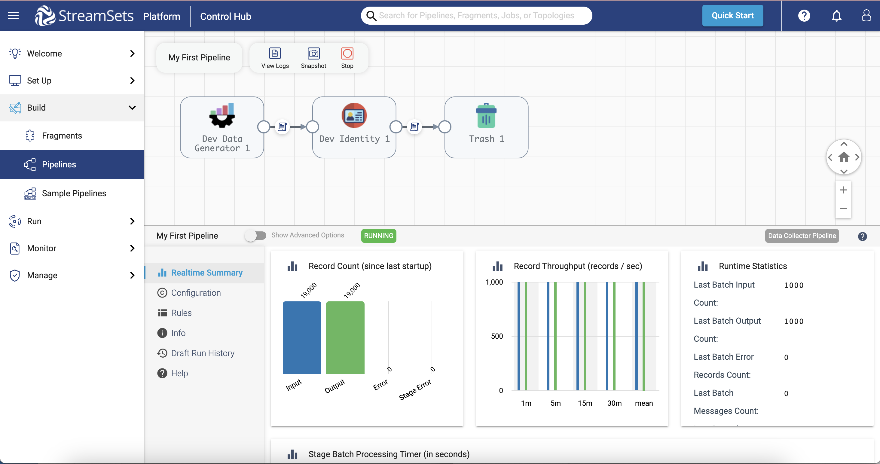 StreamSets Platform Software - Use the wysiwyg editor to simply create, preview, and configure smart data pipelines. Once you've successfully previewed your pipeline, create a job to schedule or run your pipeline.