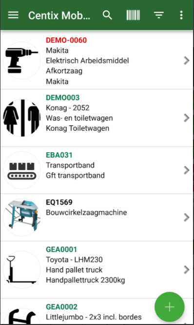 Centix screenshot: Centix equipment