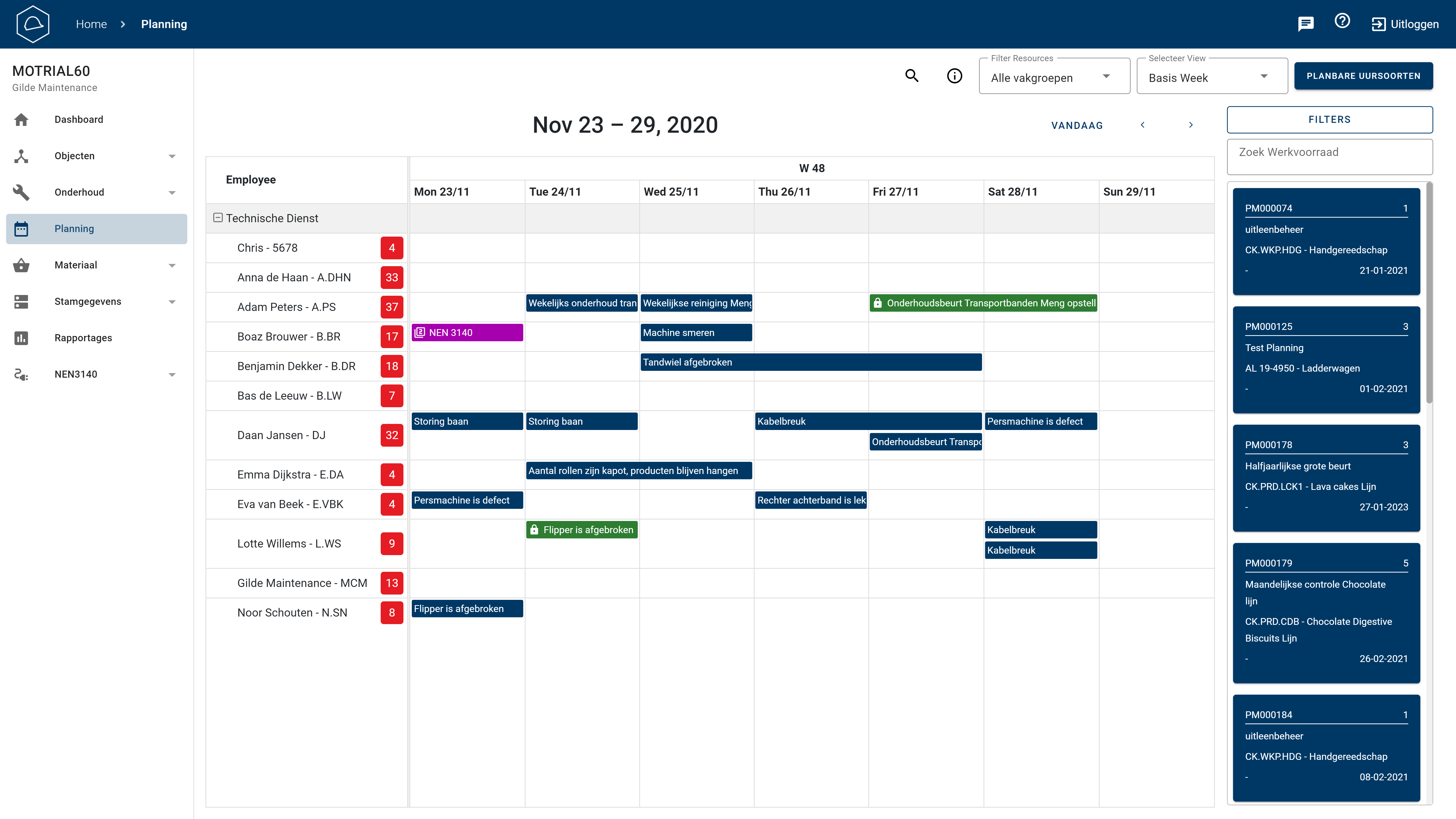 The Graphical Planboard allows you to easily plan and devide the workload. Just drag a task in your backlog and drop it in the field of one of your employees. This dashboard gives visual feedback. Now everyone knows exactly what to do and when.