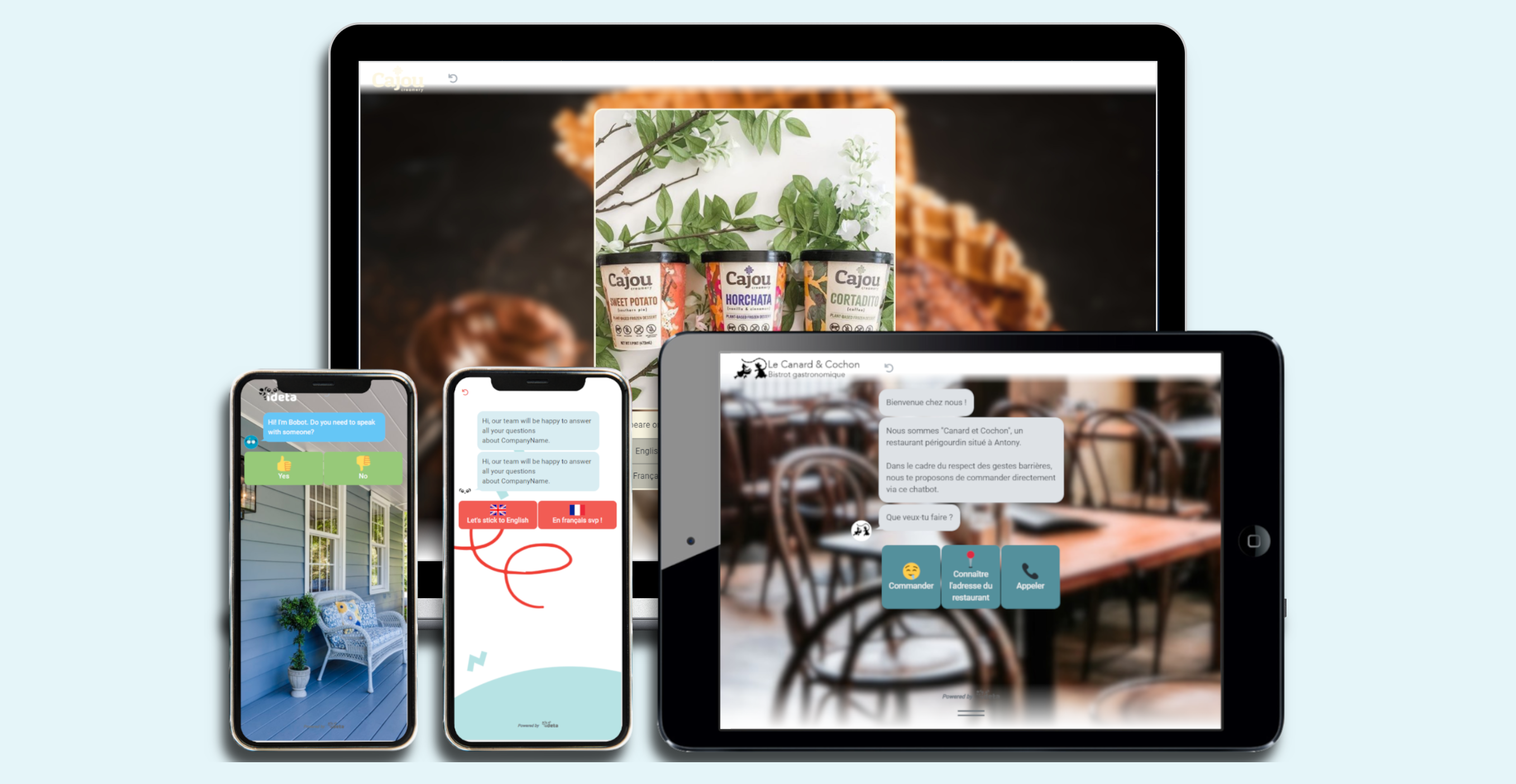 Ideta screenshot: All our chatbots and livechats can be fully personalizable. Make you bot truly match your brand's identity