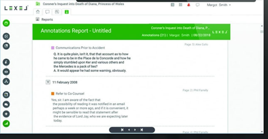 Lexel screenshot: LEXEL annotation reports