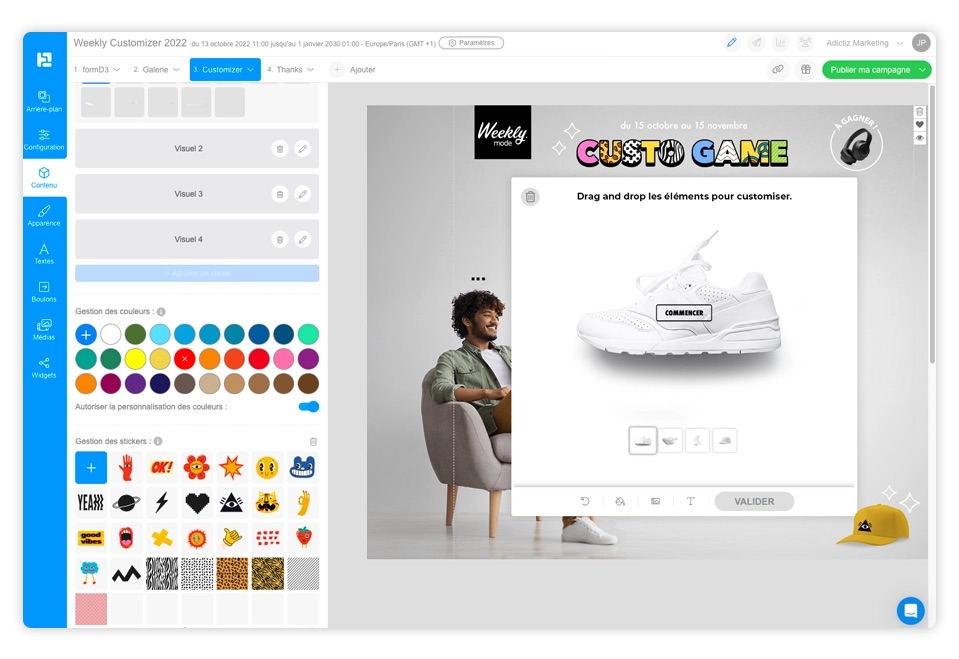 Adictiz screenshot: Créer et diffuser une expérience interactive