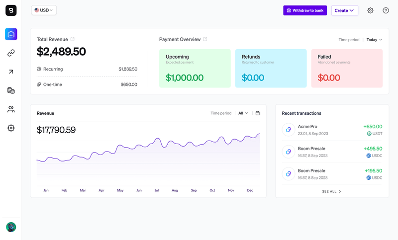 BoomFi screenshot: BoomFi payment dashboard