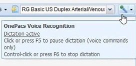 OnePACS screenshot: OnePACS voice commands