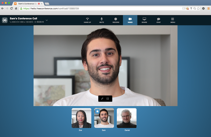 FreeConference screenshot: HD conference by web from desktop or mobile devices