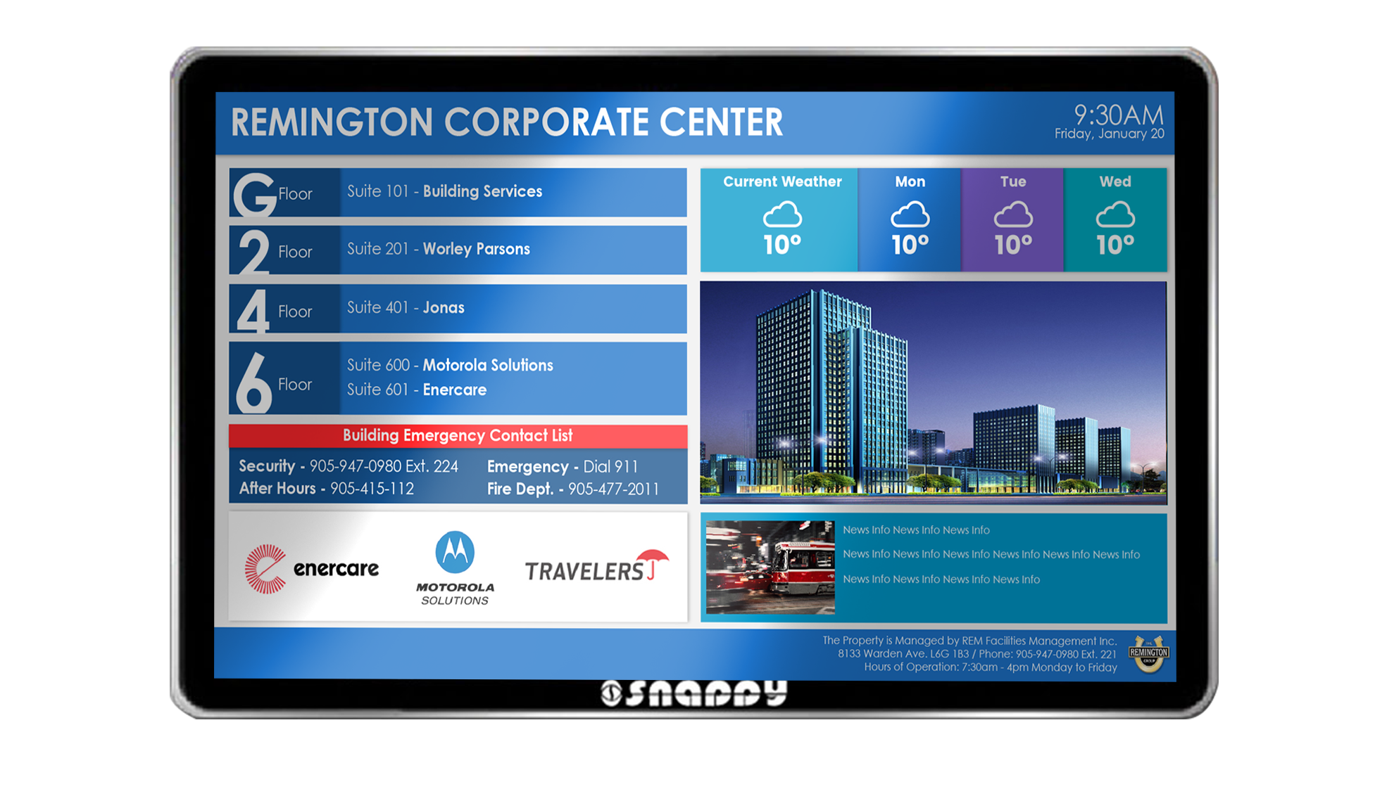 Snappy Digital Signage screenshot: Snappy Digital Signage corporate center