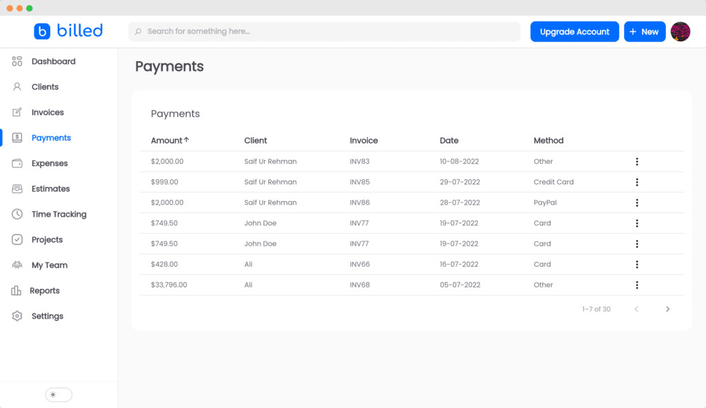 Billed Software - Payments