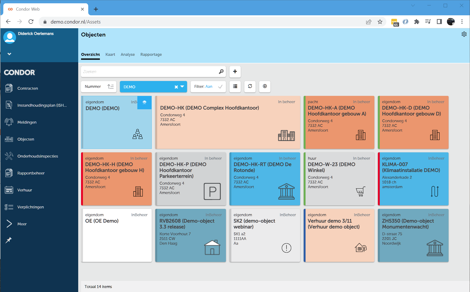 Condor screenshot: Condor portfolio overview