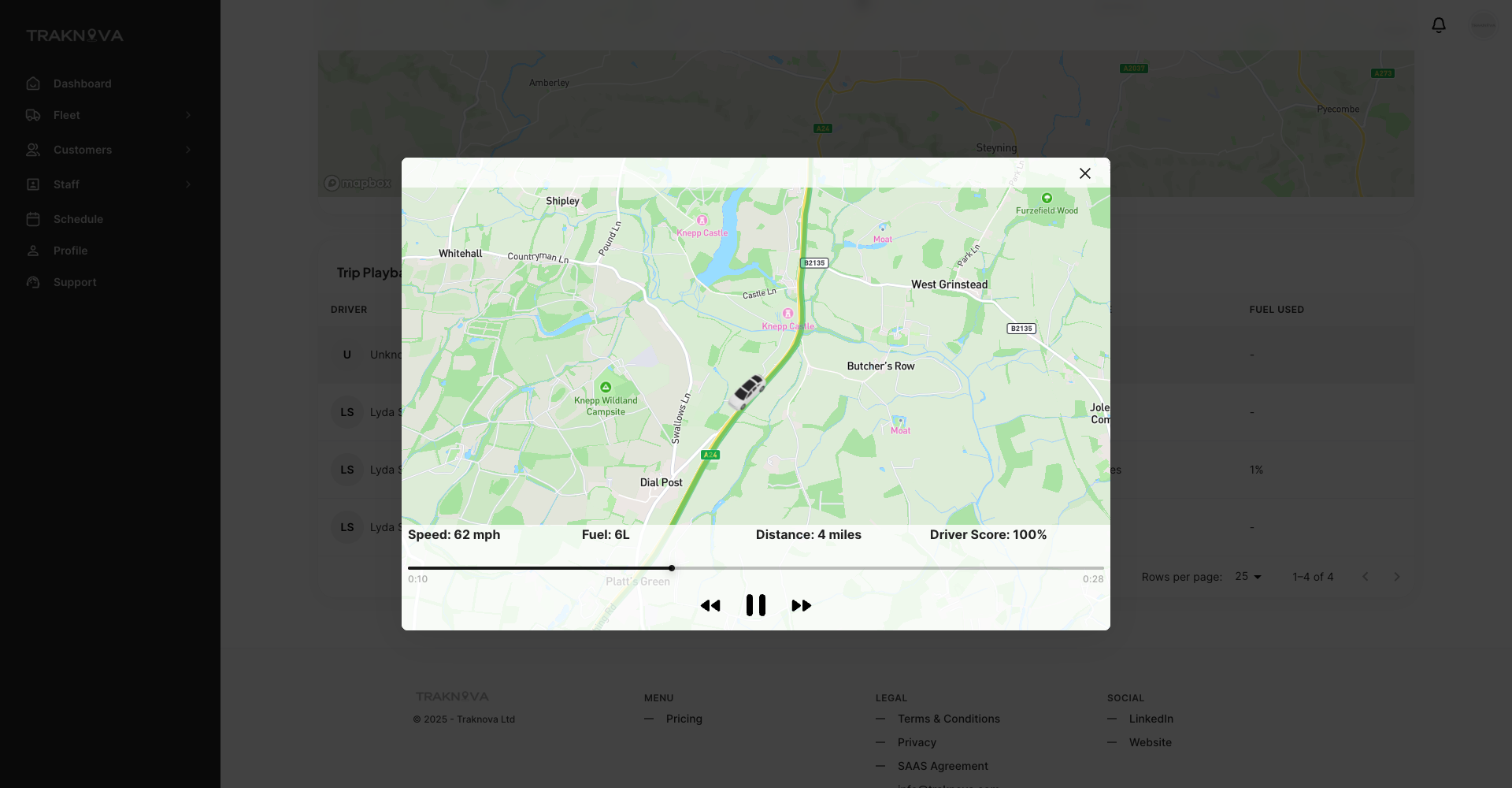 Traknova screenshot: Traknova trip playback
