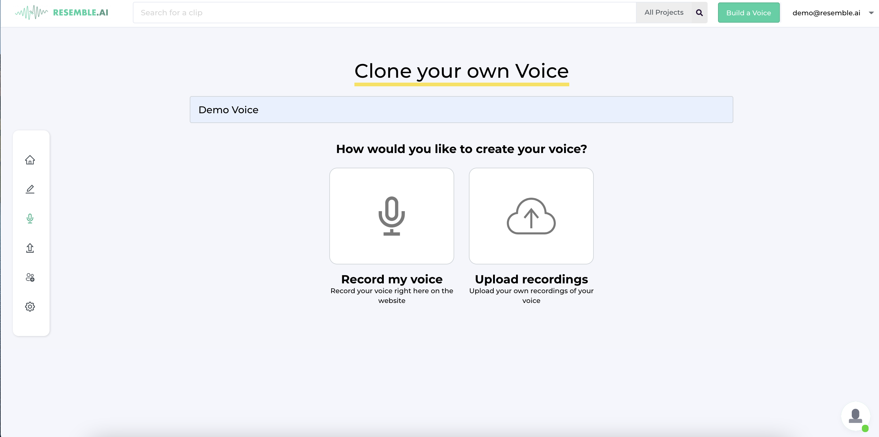 Resemble AI Software - Clone your own voice with Resemble or upload existing audio recordings.