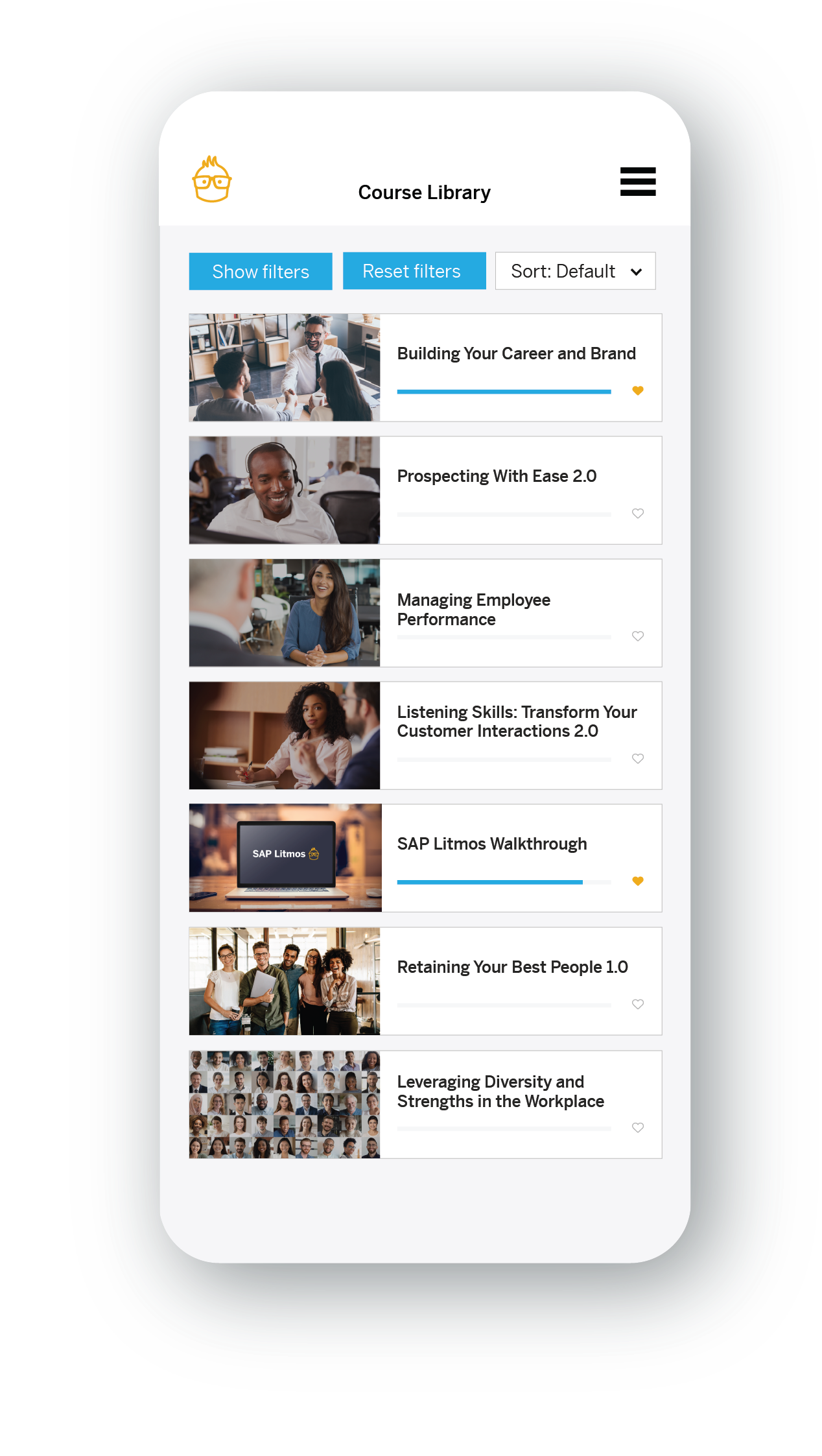 SAP Litmos Software - Mobile example of course library